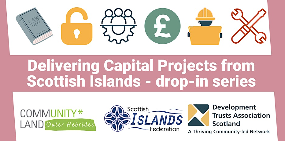 Delivering Capital Projects from Scottish Islands - drop-in series - Image and sponsors 