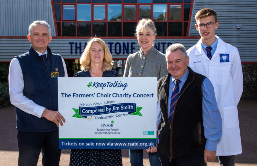 From left – Grant Rogerson, CEO of ANM, Carol McLaren, Choir Master Kate Picken, Alan Hutcheon of ANM, and Harvey Stuart of ANM.