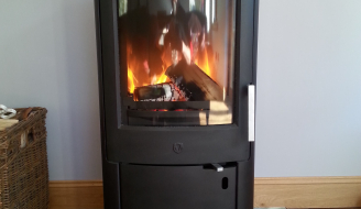 Lit wood burning stove 