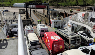 Ferry unloading at Saint Margarets Hope, Orkney