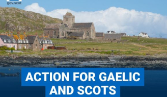 Action for Gaelic and Scots - Image of Kirk on isles - Iona 