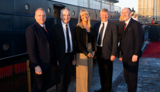 L-R: Barry Fisher, Chief Executive of Keep Scotland Beautiful, Business Minister Richard Lochhead, VisitScotland Chief Executive Vicki Miller, Tom Brock OBE, Chair of Keep Scotland Beautiful and Franck Bruyere, Chief Executive Officer of The Royal Yacht Brittania and Fingal Hotel