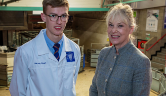 Trainee auctioneer Harvey Stuart, who will lead the auction at The Farmers’ Choir Concert and Kate Picken MBE, choirmaster