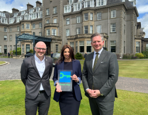 (L-R) Jamie Ormiston, Training and Accreditation Coordinator at Keep Scotland Beautiful, Mo Mands, Director of Sustainability at Gleneagles and Conor O'Leary, Gleneagles Managing Director