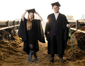 Pictured are Amy McLukie, recent SRUC graduate and now SRUC Laboratory Scientist; and Sean Corbett, Co-President of the SRUC Students' Association