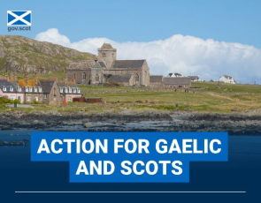 Action for Gaelic and Scots - Image of Kirk on isles - Iona 