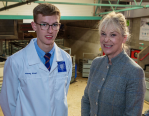 Trainee auctioneer Harvey Stuart, who will lead the auction at The Farmers’ Choir Concert and Kate Picken MBE, choirmaster