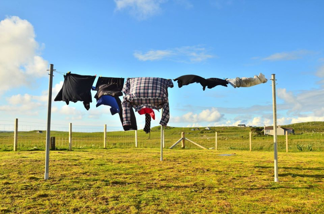 Clothes line on Croft in the Western Isles of Scotland