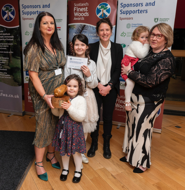 Alba Trees Early Years Trophy was presented to NewCroft Childcare and Forest School near Keith Moray