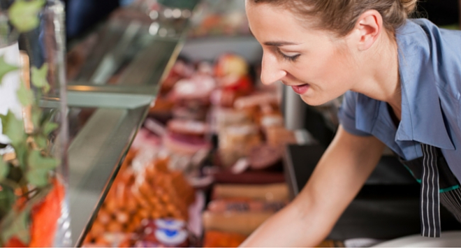 person serving in shop