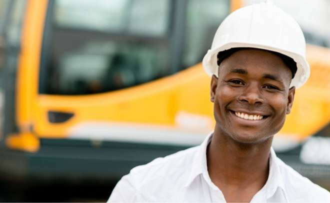 Man with hardhat on