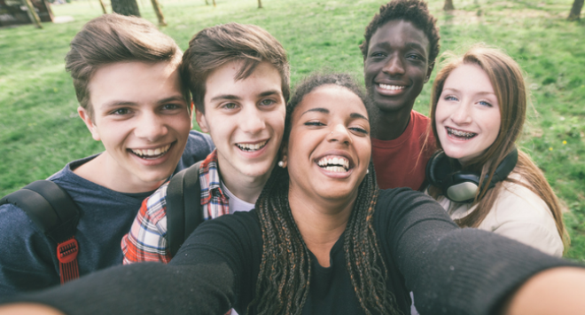 group of young people outside