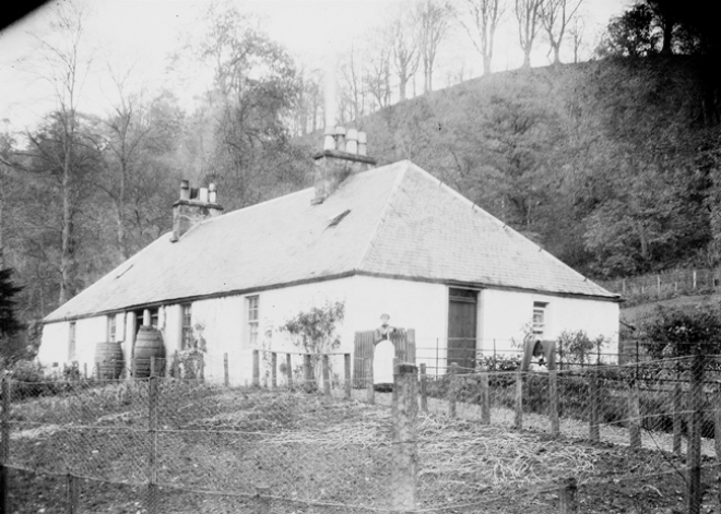 Black and white photograph of house