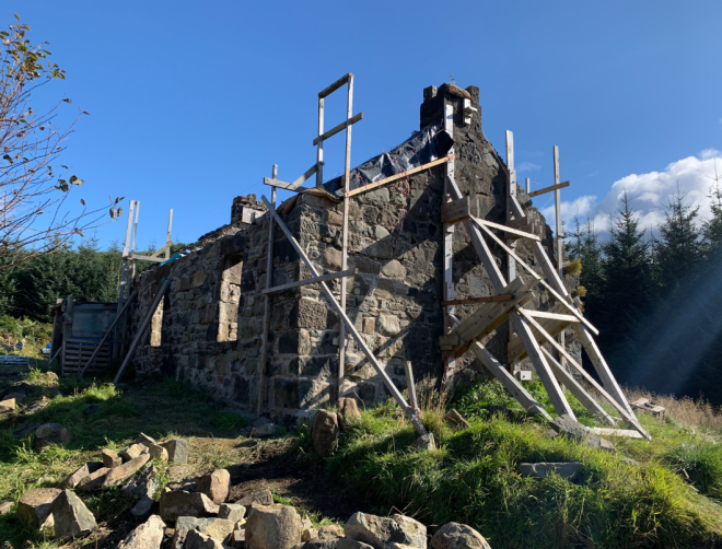 A remote bothy near Oban is coming to life with hard work from volunteers. Credit Peter Rowell 