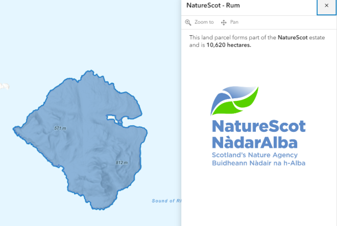 Map image of Rum - Nature Scot Onwership - Example from Mapping 