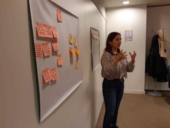 Girl presenting in front of whiteboard