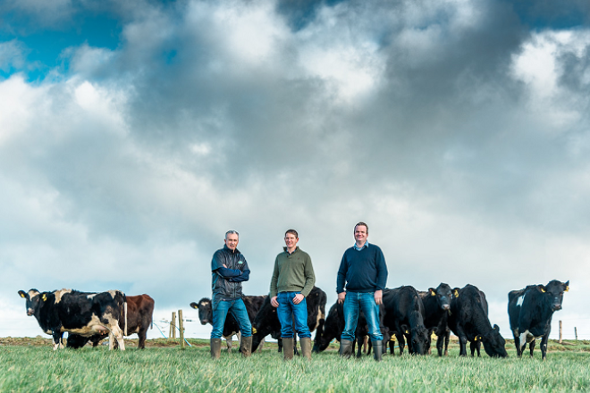 Group photo of first RISS group in field with cows in background