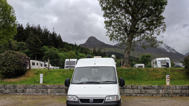 Campervan in scottish campsite