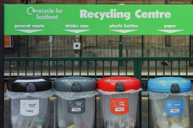 Image of Recycling Bins - Train Station - Credit Scot Gov