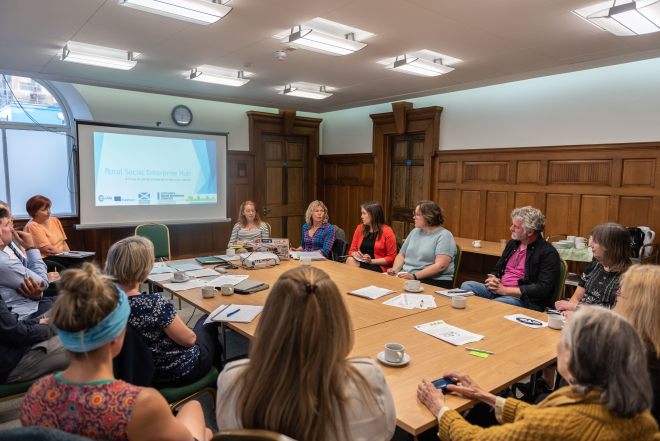 The Inspiralba working group meets to discuss the proposed rural hub for social enterprise in scotland