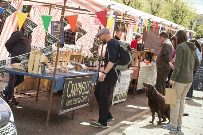 Moffat Farmers' Market - customer at market stall