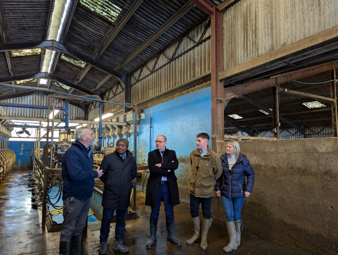 New Entrants Jardines visit 2 27Feb2025: (L-R) Oster Milambo, Jim Fairlie, Andrew Jardine and Suzanne Jardine