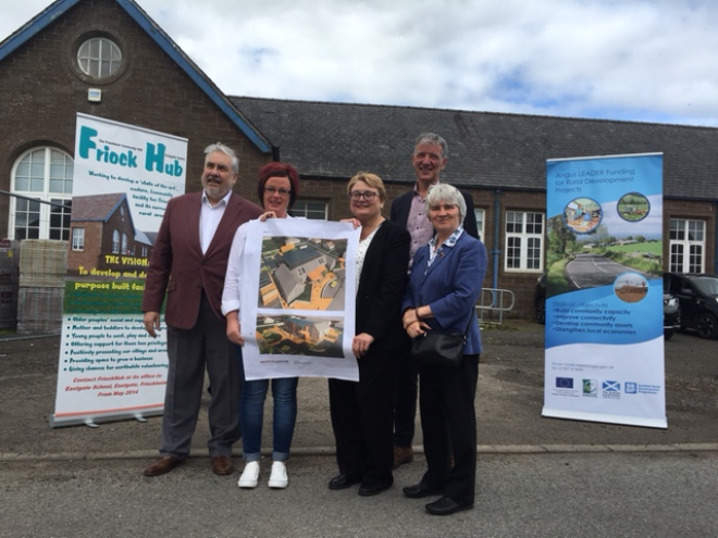 Group photo outside Friockheim community Hub