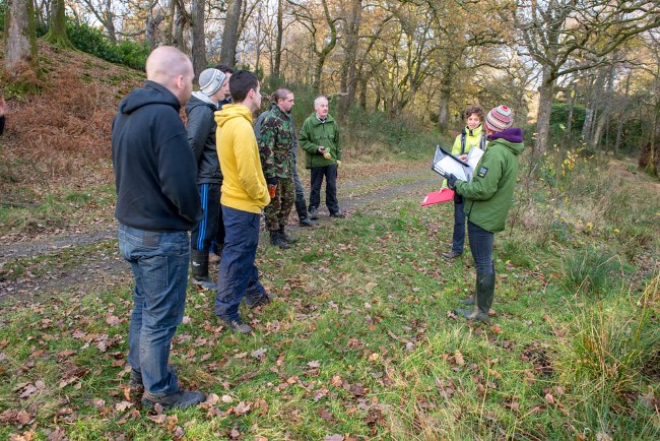 Group of people learning outdoors