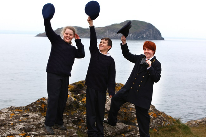 Three pupils being tour guides, copyright Steve Cox