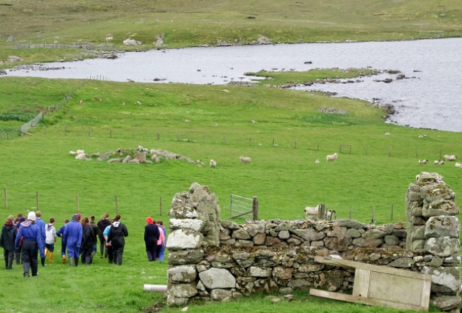 Pupils from Kinlochbervie visiting Whalsay Junior HS to learn about Shetland crofting