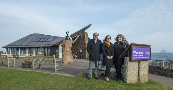 Architects outside the Scottish Seabird Centre