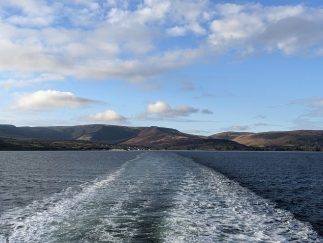 View from ferry leaving Arran