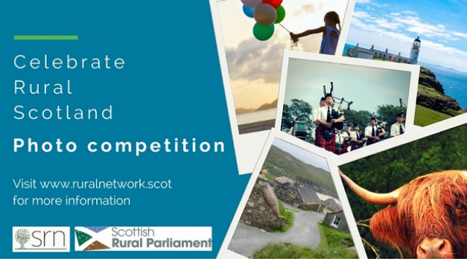 Graphic with text 'celebrate rural scotland photo competition'