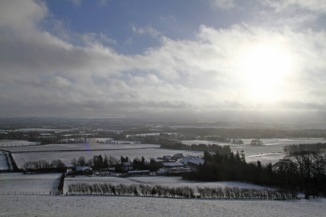 snowy farm scene