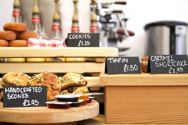 cakes being sold in cafe