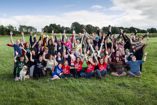 Group of young people in field