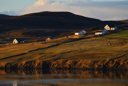 Houses located on coastal Shetland 