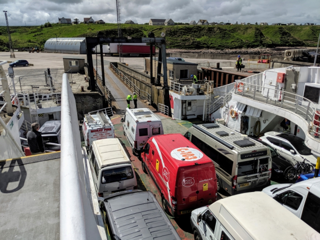 Ferry unloading at Saint Margarets Hope, Orkney