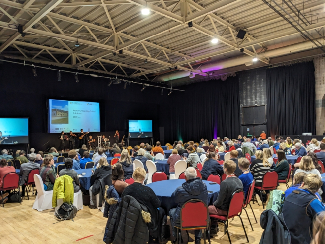 Main hall of the Scottish Rural and Island Parliament with attendees on opening day