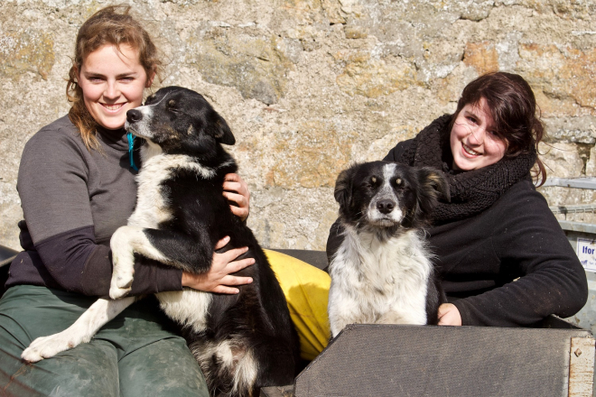 Saar Van Baelen and Hannelore Leenarts with their Border Collies