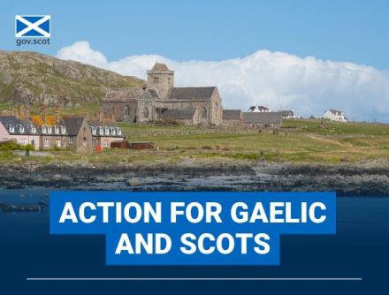 Action for Gaelic and Scots - Image of Kirk on isles - Iona 