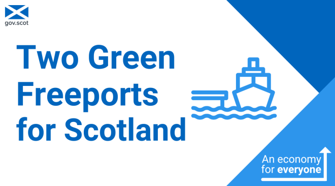 Scot Gov - Infographic of Ship  - Two Green Freeports 