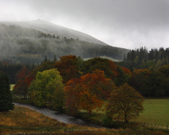 The River Don with Lonach Cairn in the background