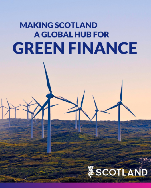 The Scottish Taskforce for Green and Sustainable Financial Services has recommended how the public and private sectors can encourage and fund green investments to tackle the climate emergency. - Image of wind turbines 