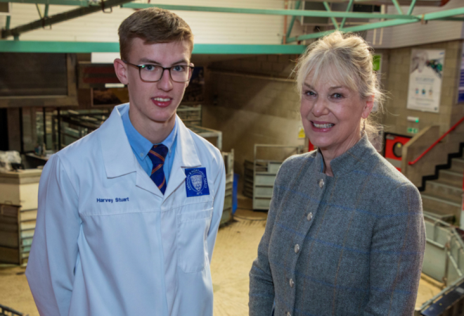 Trainee auctioneer Harvey Stuart, who will lead the auction at The Farmers’ Choir Concert and Kate Picken MBE, choirmaster