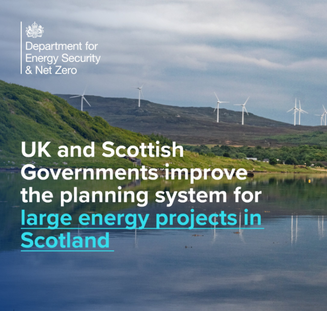 Consultation on proposed changes to improve the planning system for large energy projects in Scotland.