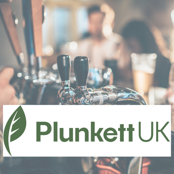 Plunkett UK logo with bar scene in background