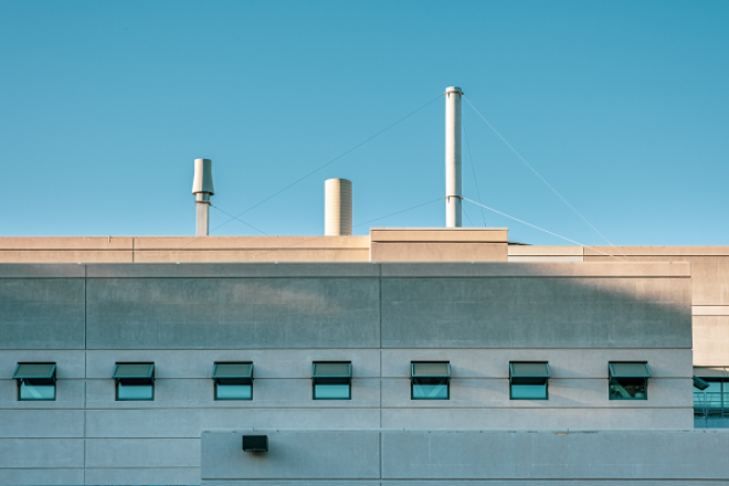 Ventilation shafts on concrete building