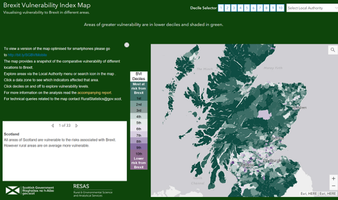 Screenshot of Brexit Vulnerability map