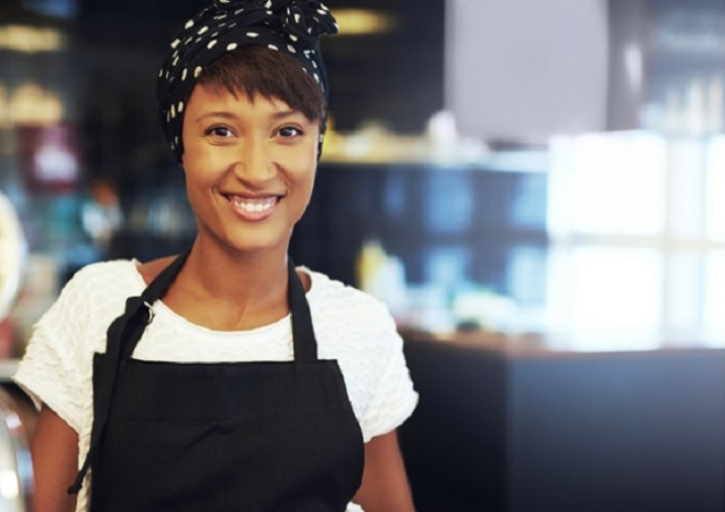 Picture of business woman in cafe